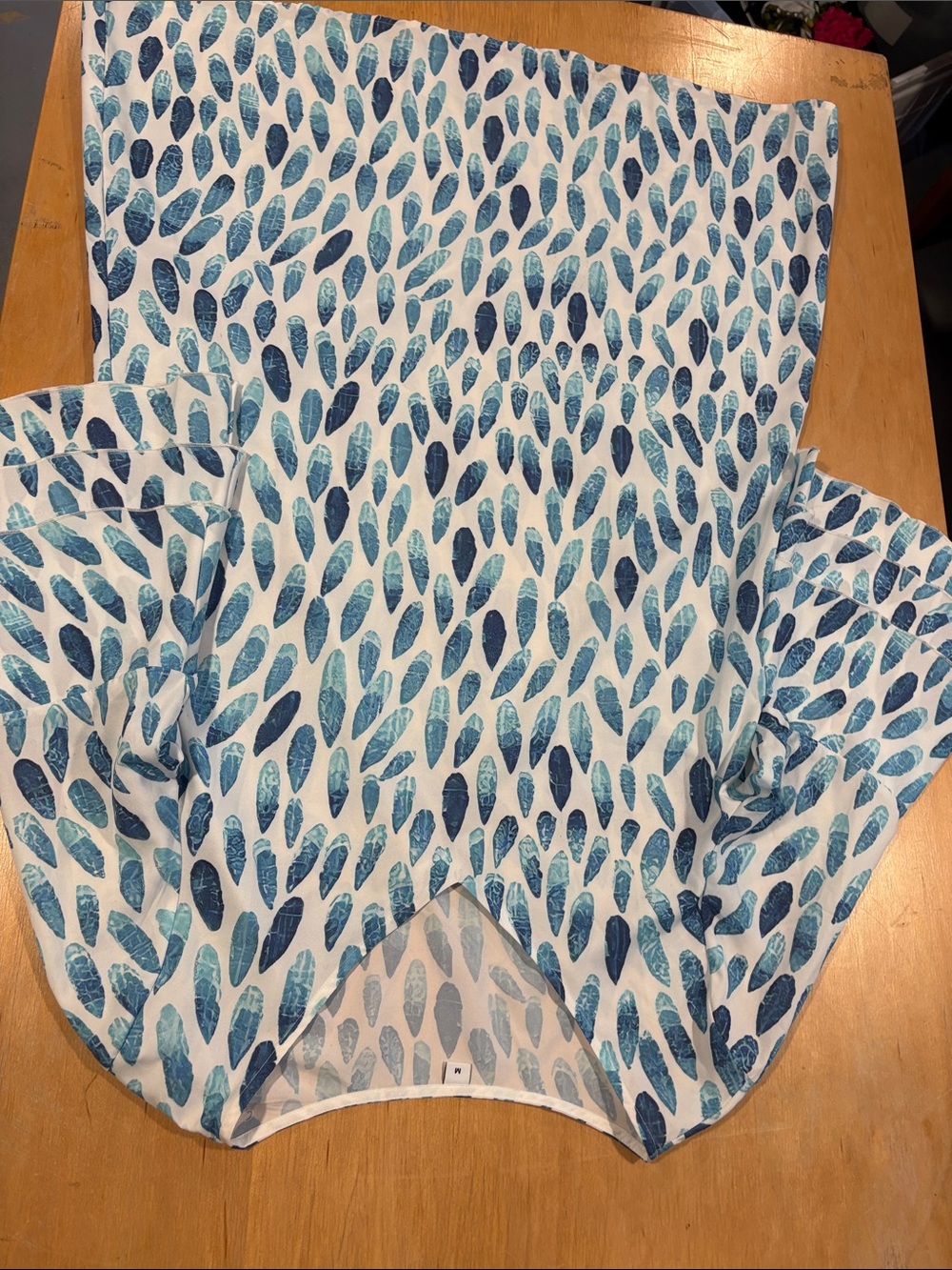 Source Unknown Blue & Teal Aqua watercolor Pattern Blouse